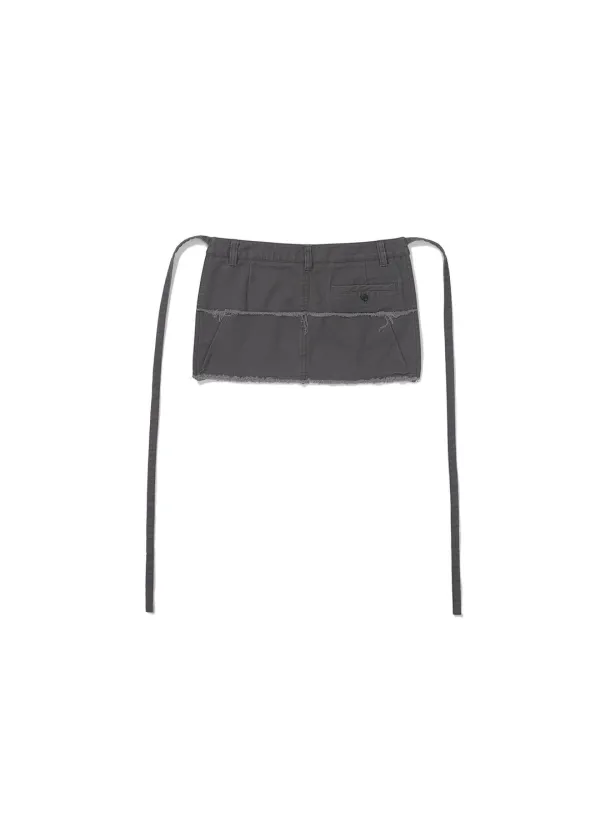 RAW EDGE APRON SKIRT BELT (DARK GREY)