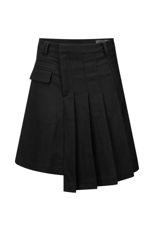MAGNETIC PLEATED MIDI SKIRT CHARCOAL