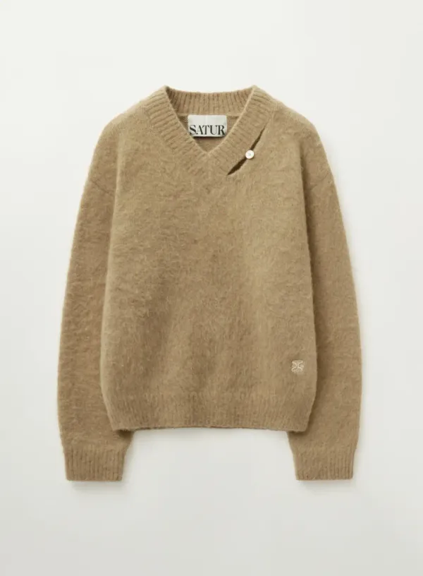 Essen Two Tone Mohair Blend Knit - Heritage Brown