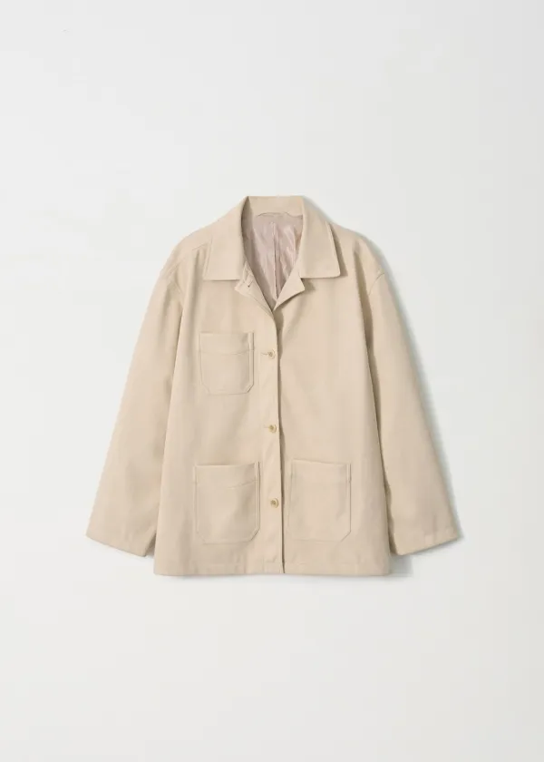 Suede Utility Jacket_Sand Cream by Japanese Fabric