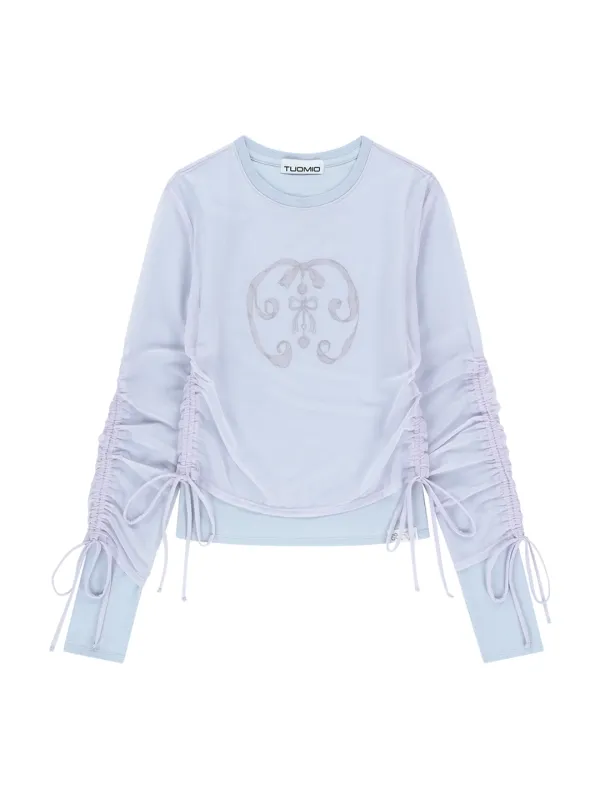 MESH LAYERED LONG SLEEVES [BABY BLUE]