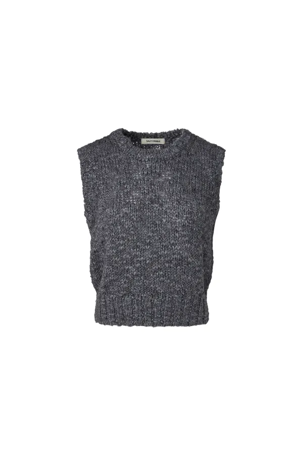 BOLD KNIT WOOL VEST [GREY]