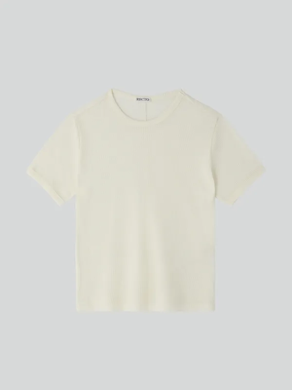 CASHMERE BLEND FITTED T-SHIRT (CREAM)