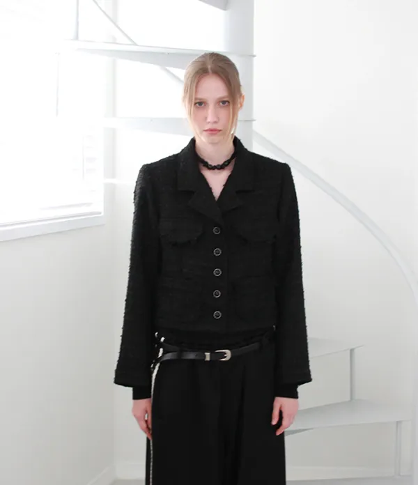 ROUGH TWEED JACKET (BLACK)
