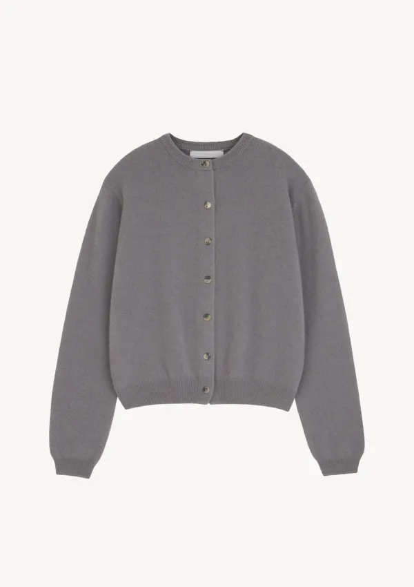 Sol Cashmere R Cardigan in Fog Gray