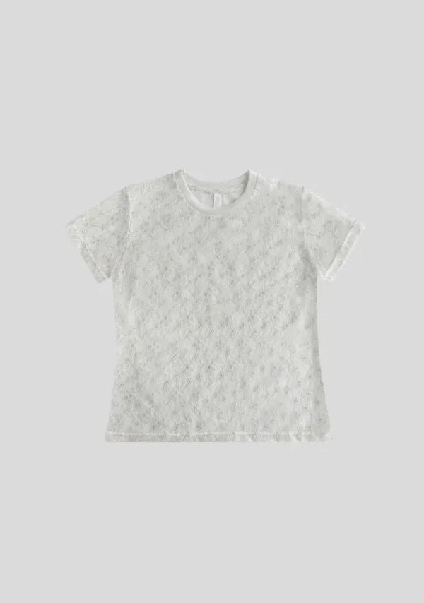 LACE HALF SLEEVE TOP (GOLD WHITE)