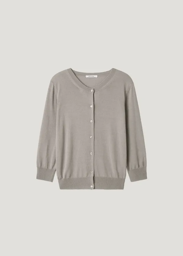 [2nd] Linen-Blend Quarter Cardigan_Gray