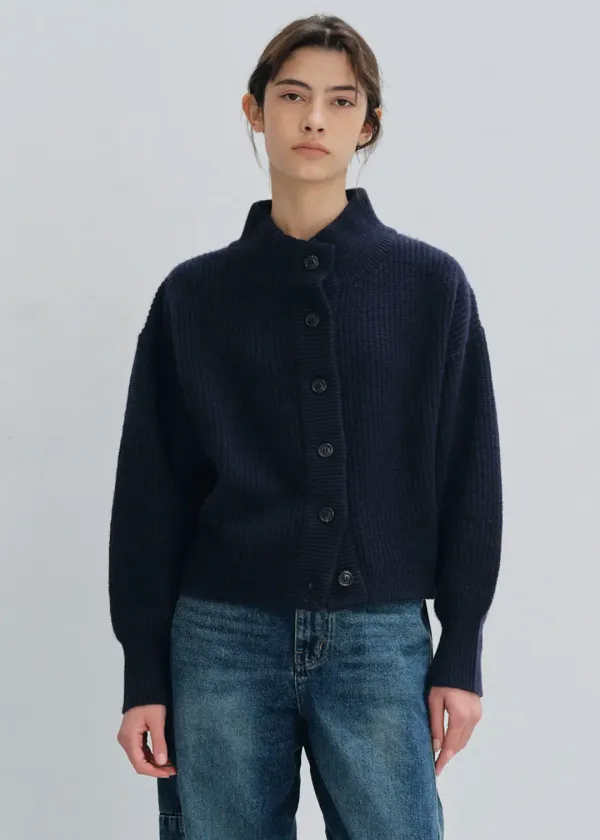Half neck cardigan (navy)