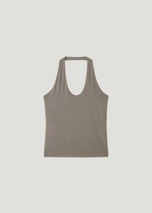 [2nd] Tencel Flow Halter Top_Ash Brown