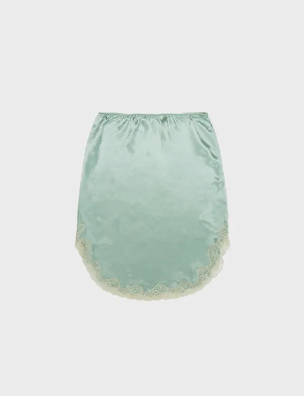 lace satin skirt in mint