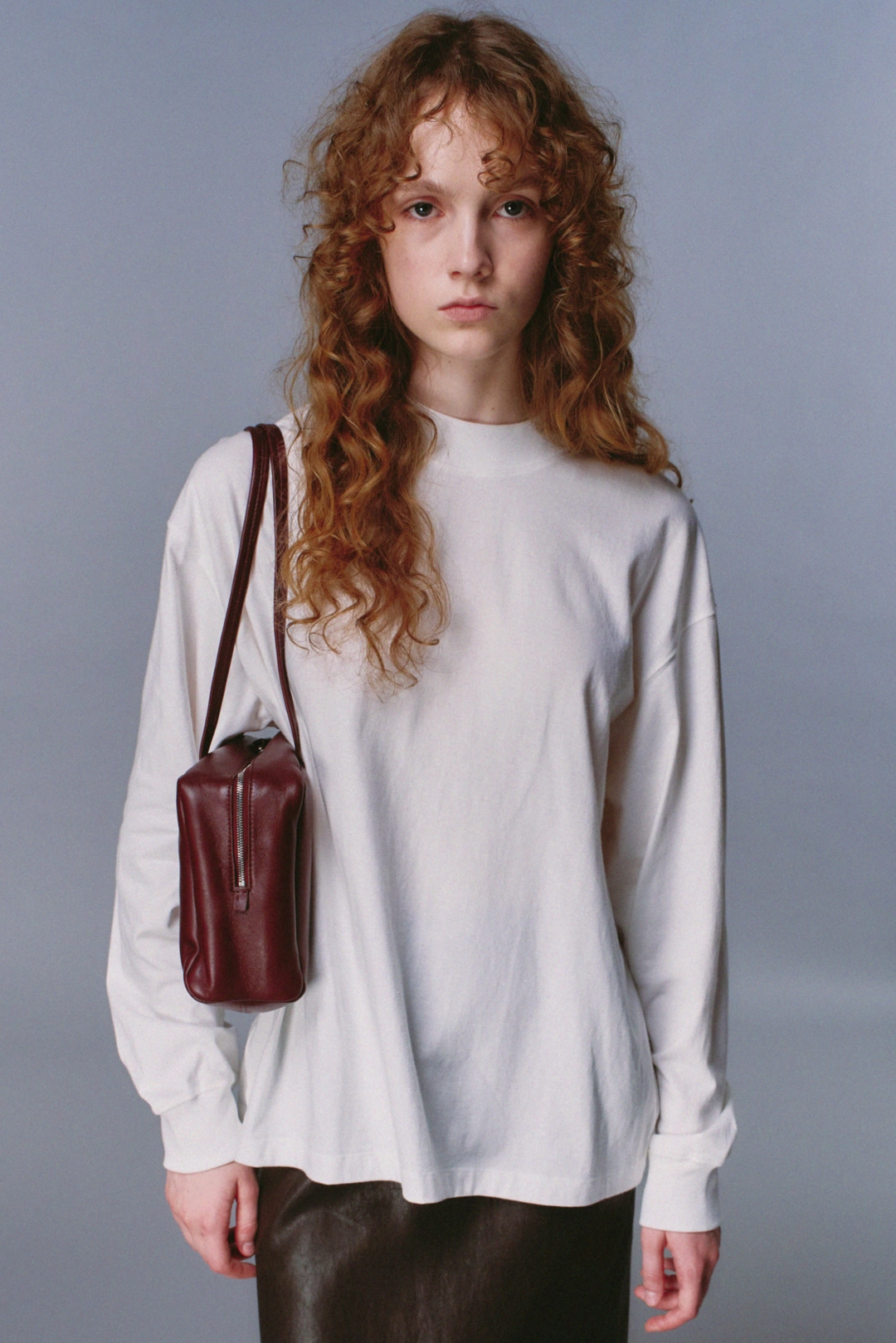 레이스 Lambskin Square Bowling Bag Large_Burgundy 상품 이미지 1