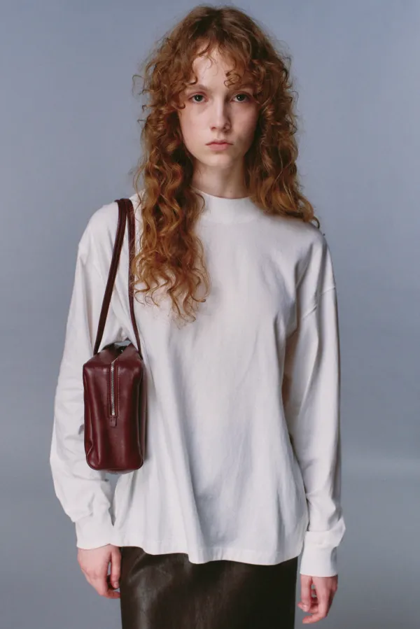 Lambskin Square Bowling Bag Large_Burgundy