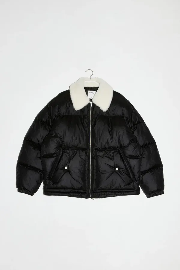 SHEARING COLLAR PADDING JACKET - BLACK