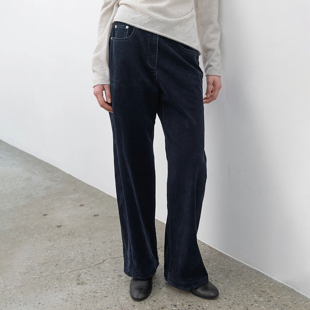 아뜰리에 나인 (PT-5837)WIDE STRAIGHT VELVET DENIM PANTS 상품 이미지 2