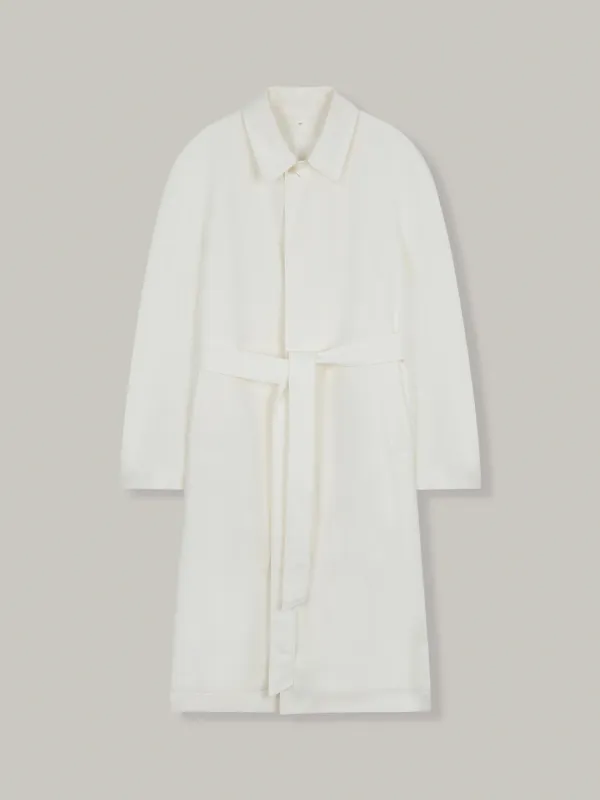 puff sleeves belted coat (cream)