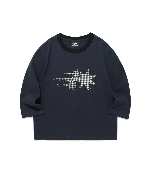 3star applique 3/4 sleeve tee[navy]