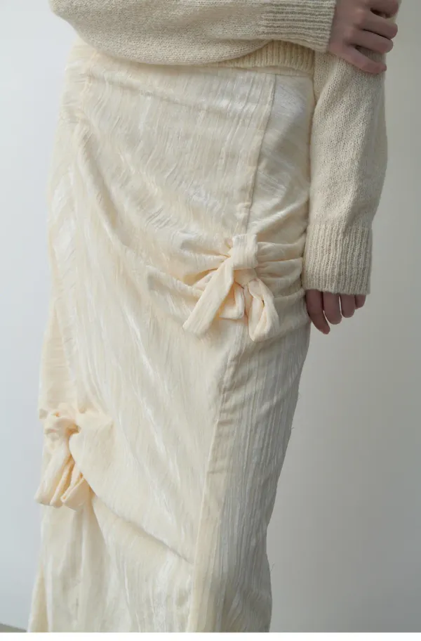 Velvet Bow Skirt (Cream)