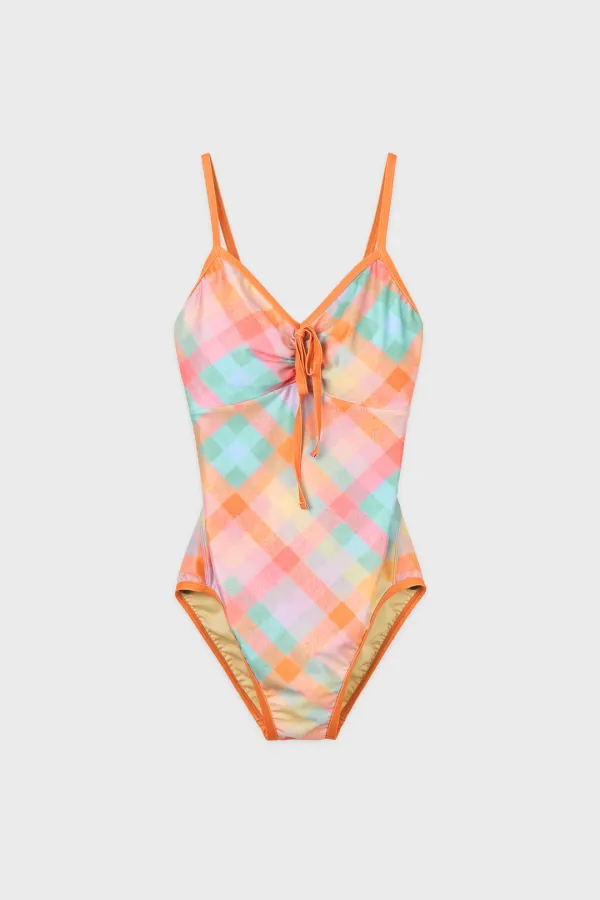 Ribbon Tie Swimsuit (Orange)