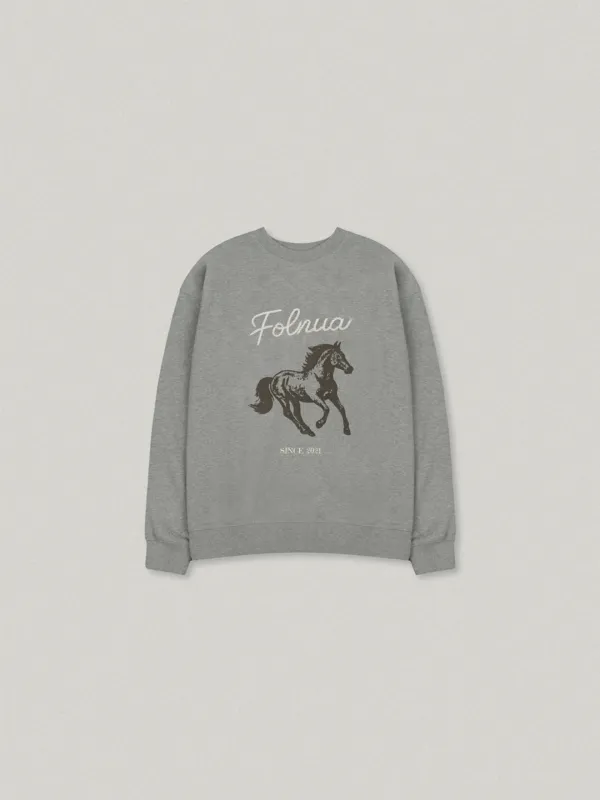 Pony Over Fit Sweat Shirt - Melange Gray포니 오버핏 스웻셔츠