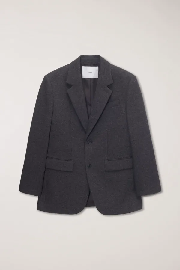 UNISEX CLASSIC 2 BUTTON WOOL BLAZER CHARCOAL BROWN_UDJA6C107W3