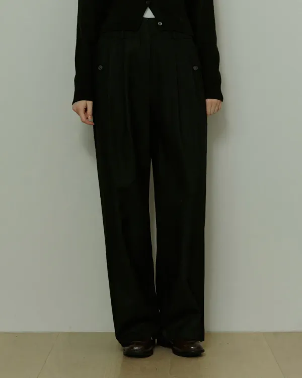 Sensuous martin double pintuck slacks - black