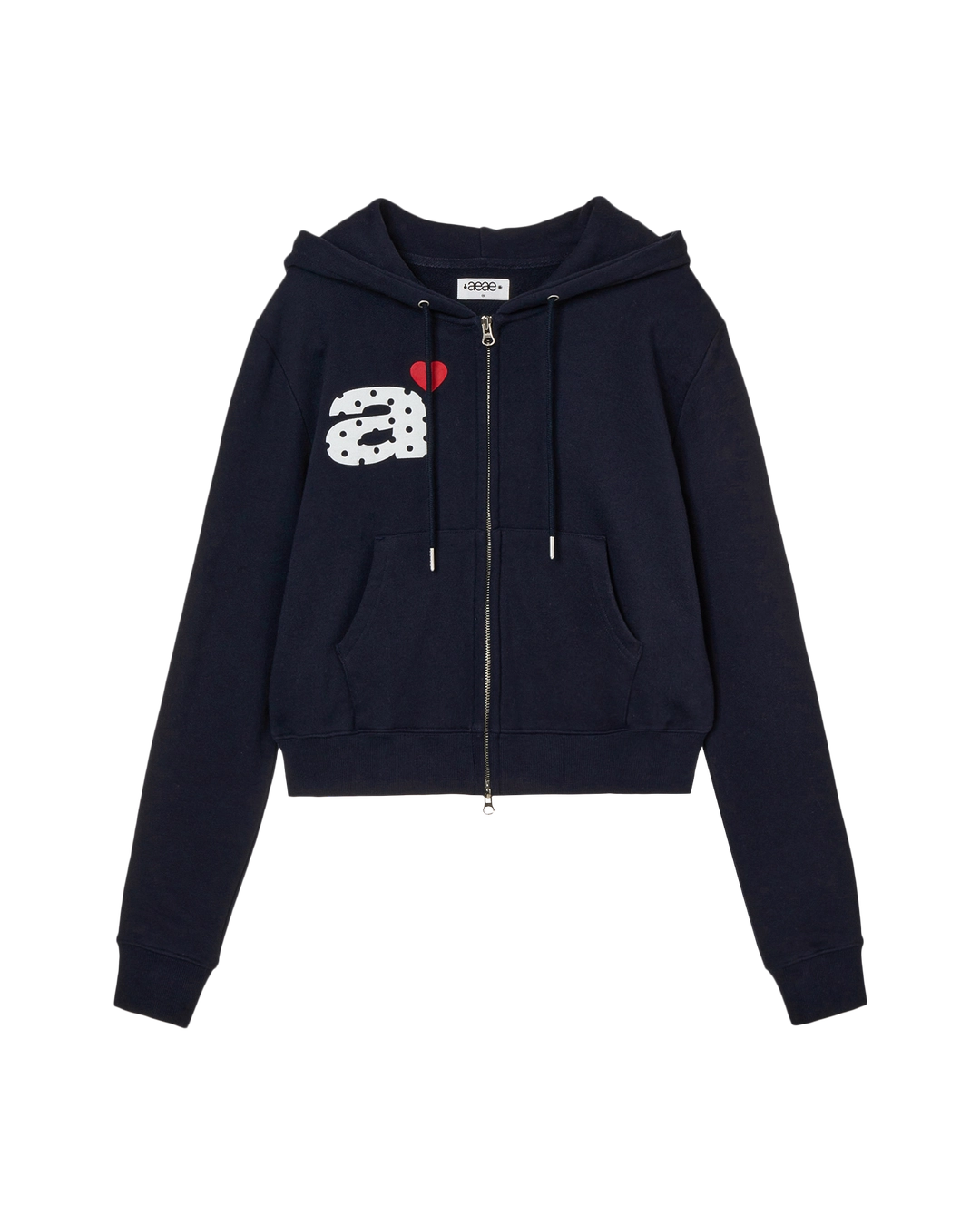 에이이에이이 DOT SMALL LETTER CROP HOOD ZIP UP [NAVY] 상품 이미지 3