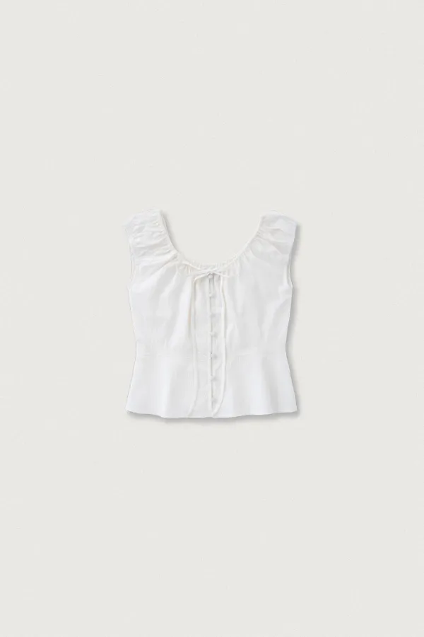 CLARE SHIRRING BLOUSE [WHITE]