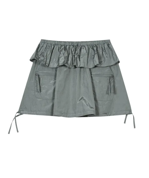 Shiny Balloon Skirt [Charcoal]