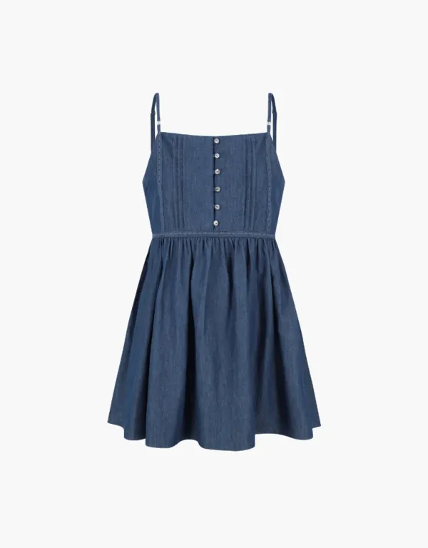 denim lace one-piece - blue