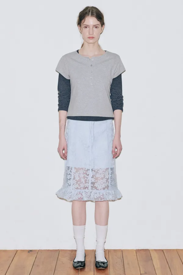 Flower Sheer Skirt (Blue)
