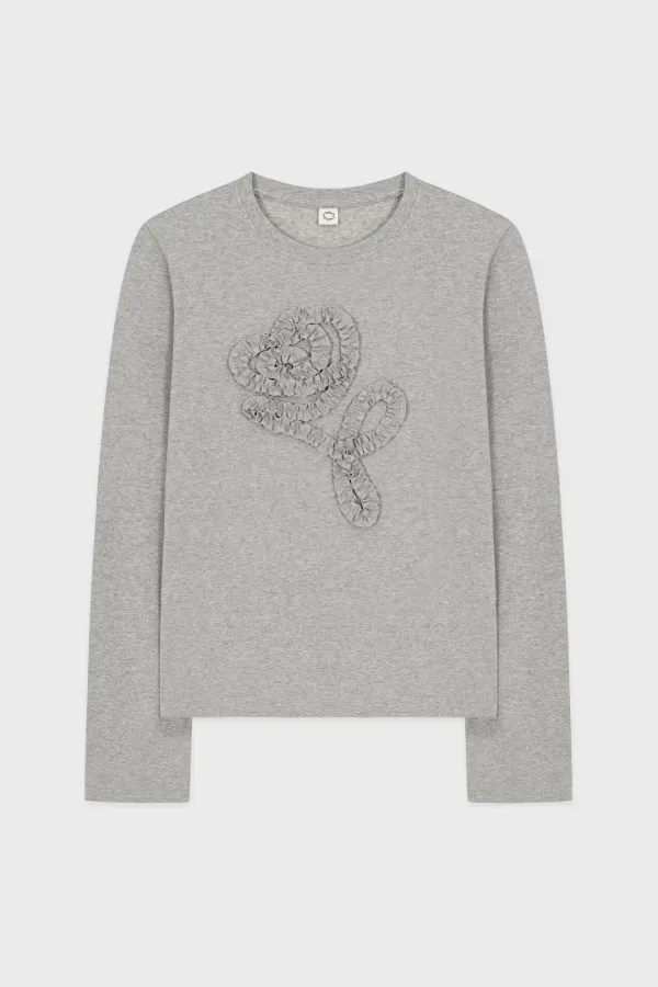 Rose Frill Long Sleeve (Melange Grey)