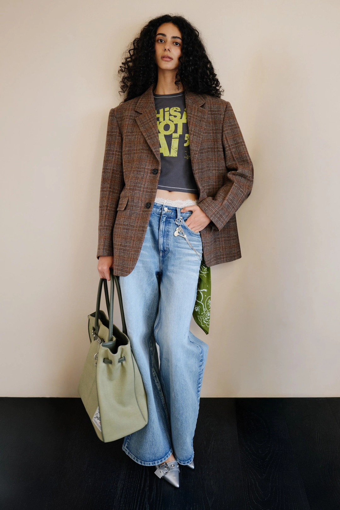 인스턴트펑크 ESSENTIAL CHECK SINGLE JACKET - BROWN 상품 이미지 3