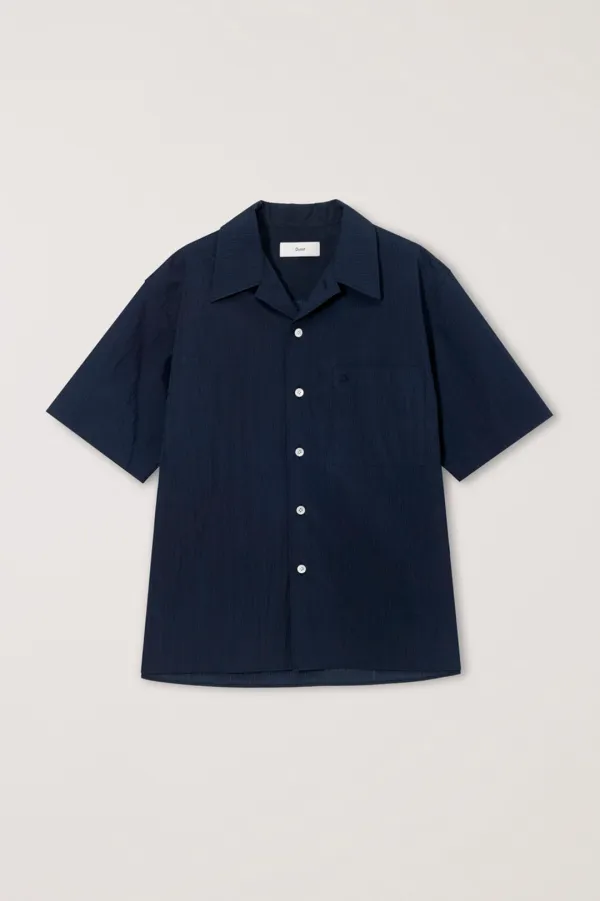 UNISEX OPEN COLLARED SHIRT NAVY_UDSH6B130N2