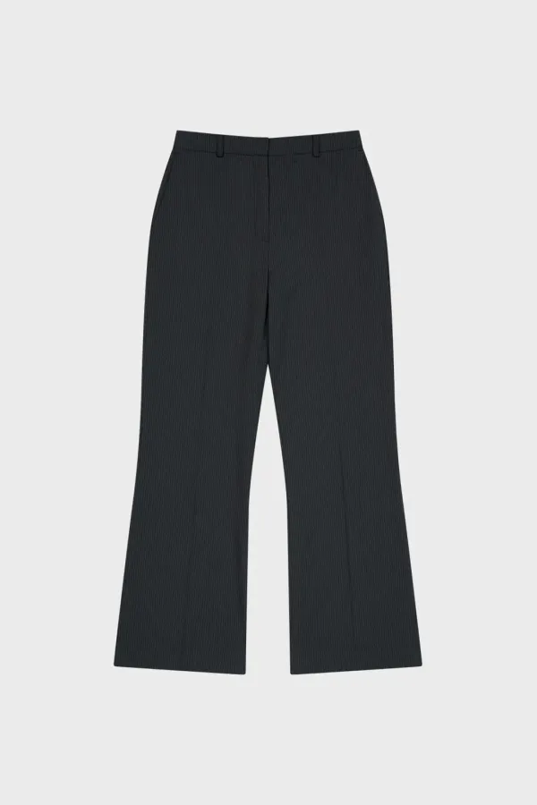 SIDE SLIT SEMI BOOTS CUT SLACKS (STRIPE)