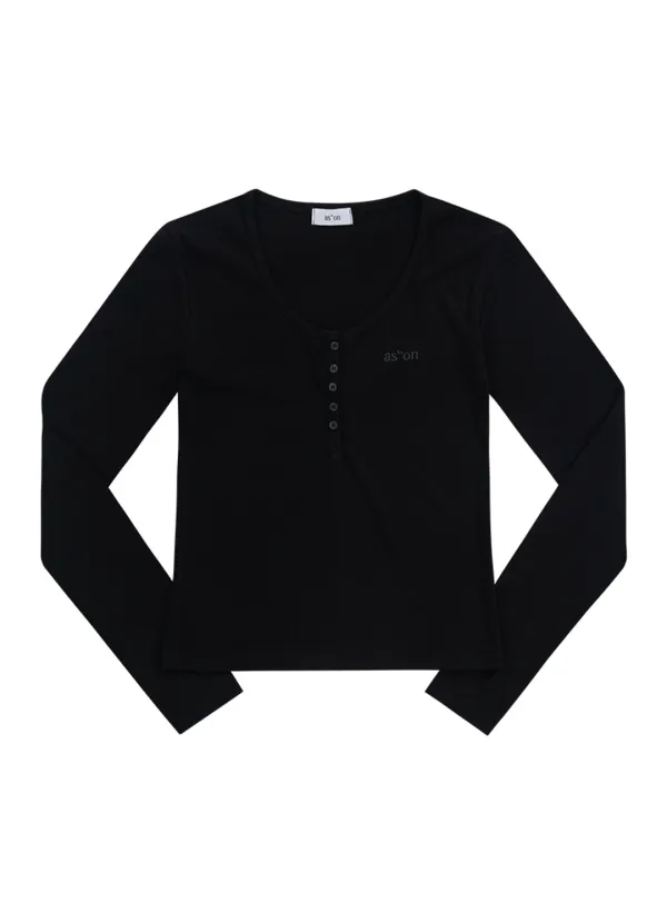 LEA BUTTON TEE / BLACK