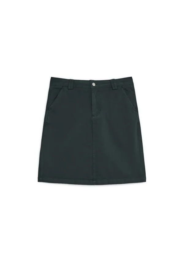 STRAIGHT COTTON MIDI SKIRT, NAVY