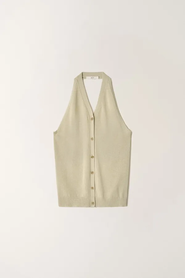 홀터넥 니트 가디건 (Olive)_2GMUKN21