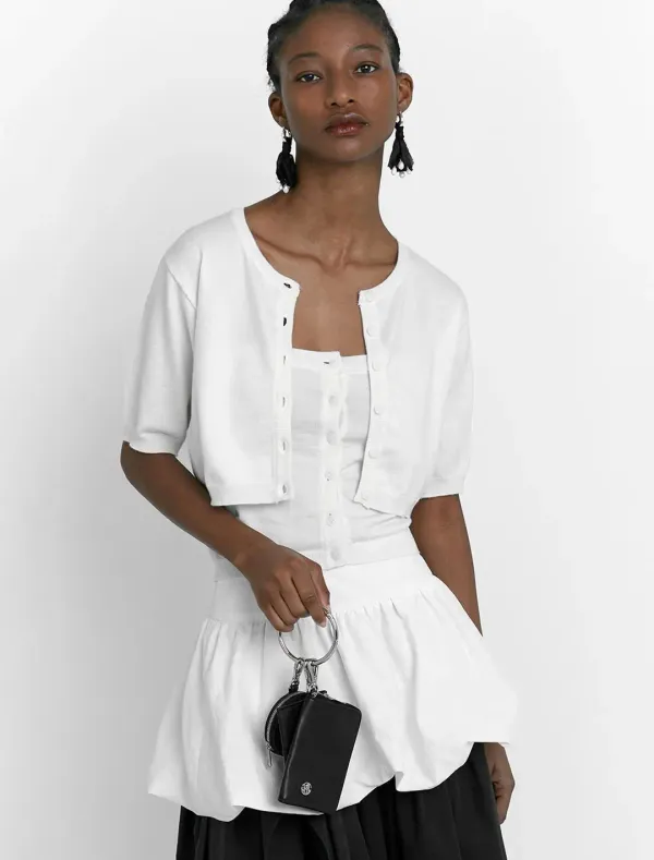 TUBE TOP HALF CARDIGAN SET UP [WHITE]