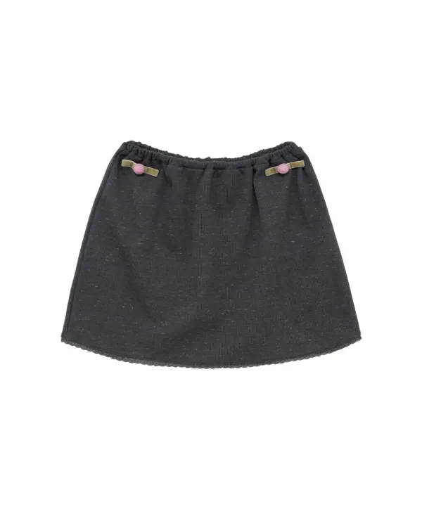 Waffle Rose Cotton Skirt (Charcoal)