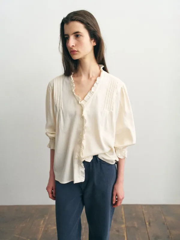 [2nd 예약배송/9월 18일] Autumn Mare Frill Blouse_Cream