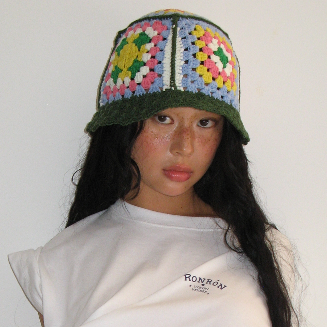 론론 CROCHET HANDMADE BUCKET HAT GREEN 상품 이미지 2