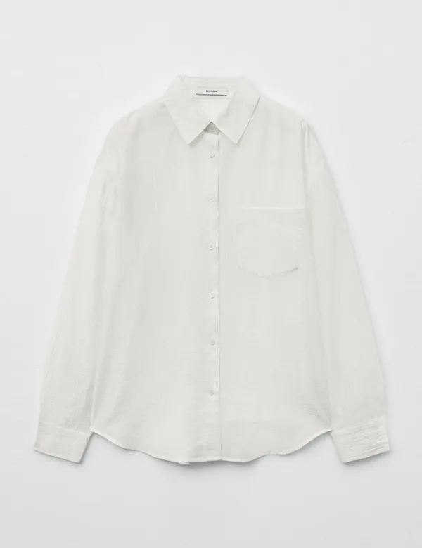 텐셀 시스루 루즈핏 셔츠 화이트 MDSH019WHITE