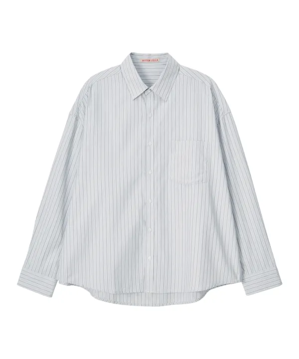 Oversized Sasha Stripe Shirt-Grey