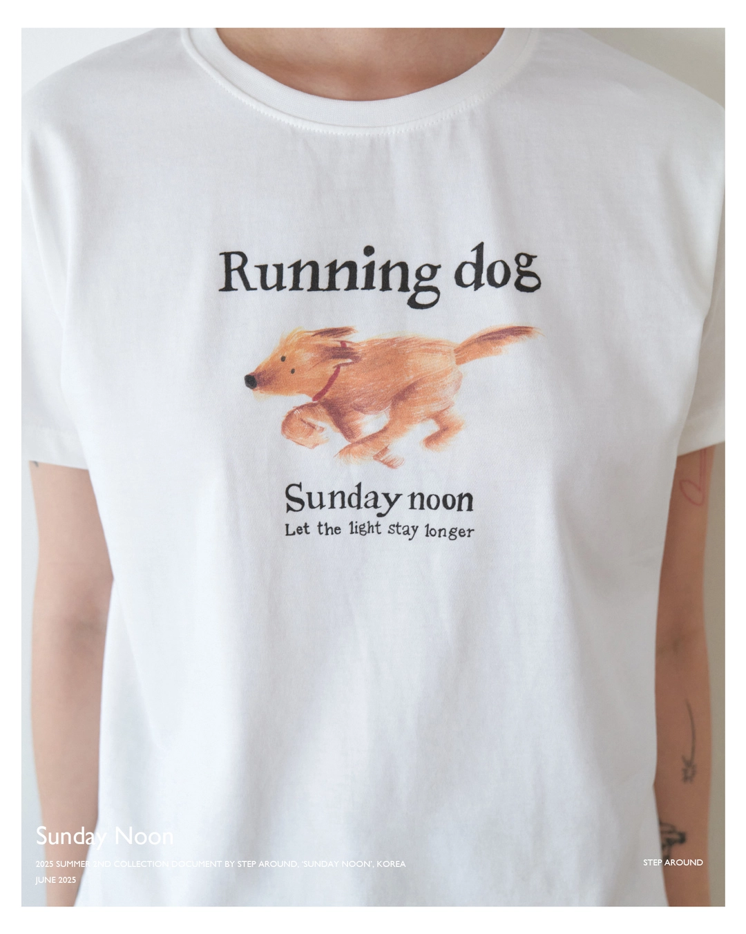 스텝어라운드 Running dog print T-shirts_WHITE 상품 이미지 2