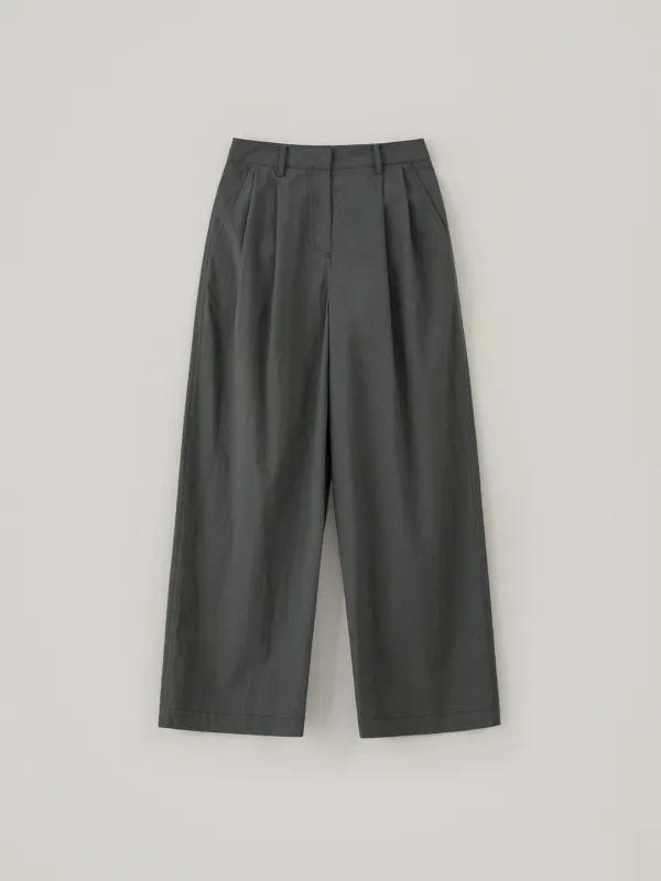 Cutter Wide Tuck Pants - Charcoal