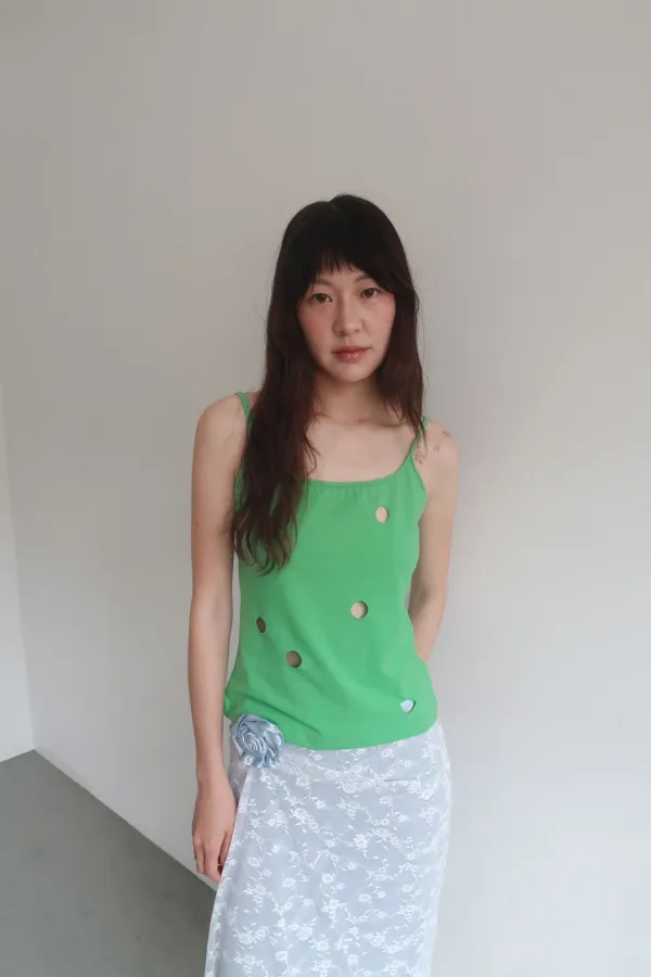 1ST / HOLE DETAIL SLEEVELESS_GREEN