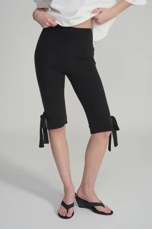Candy bow capri pants, Black