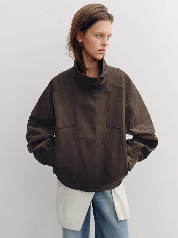 [예약배송 : 9/28] TIS LAYERED SUEDE BOMBER JACKET_BROWN