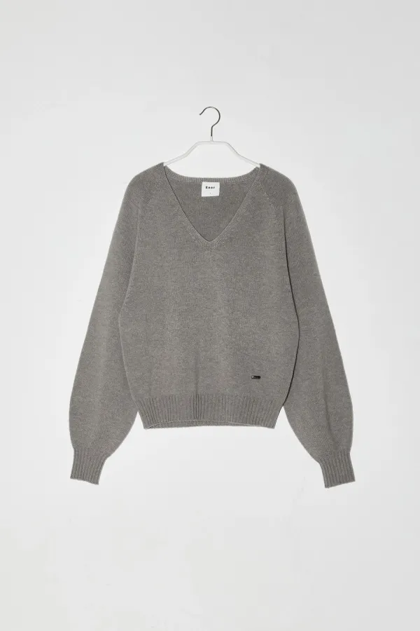 BASIC V-NECK RAGLAN KNIT - BEIGE