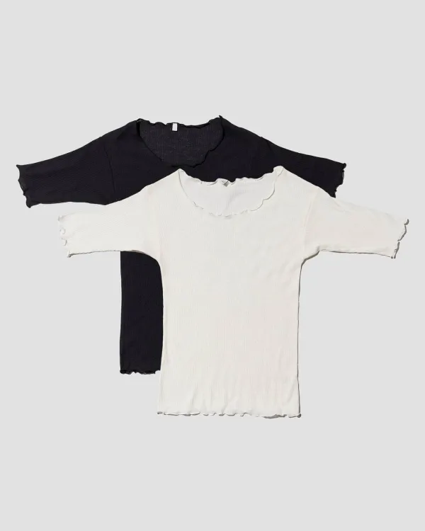 Pack - 2 Pama 3/4 Tee Shirt (Black / off white)